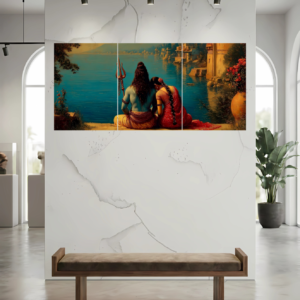 Shiv Parvati Together Scenery D1 Split Poster - Wall Art Poster