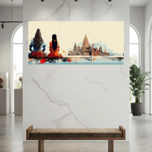 Shiv Parvati Together Scenery D2 Split Poster - Wall Art Poster