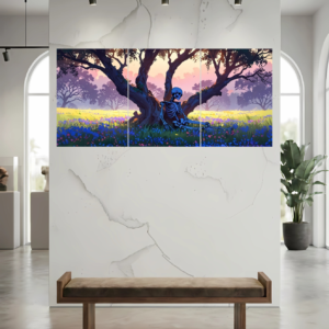 Skeleton Relaxing Scenery Split Poster - Wall Art Poster